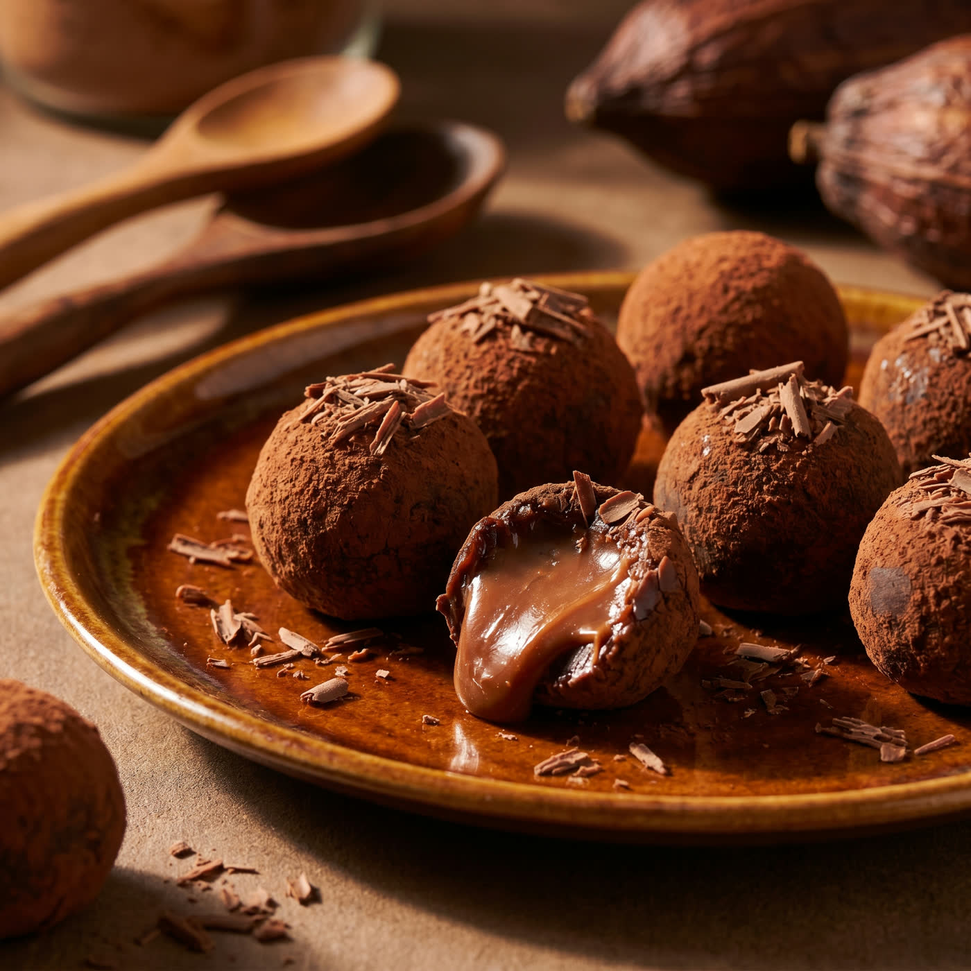 Brigadeiros gourmet com interior cremoso aparecendo